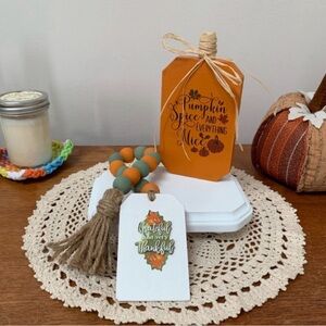 Autumn Beaded Thankful and Very Blessed Garland Fall Holiday Tier Tray Decor